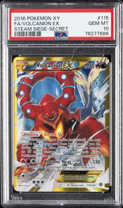 2016 POKEMON XY STEAM SIEGE SECRET #115 FULL ART/VOLCANION EX PSA 10 - Image 1