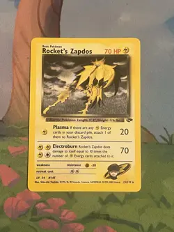 Pokemon TCG Rocket's Zapdos 15/132 Gym Challenge Holo Rare - Image 1