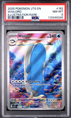 2025 POKEMON JTG EN-JOURNEY TOGETHER ILLUSTRATION RARE #162 WAILORD PSA 8 - Image 1