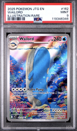 2025 POKEMON JTG EN-JOURNEY TOGETHER ILLUSTRATION RARE #162 WAILORD PSA 9 - Image 1