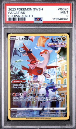 2023 POKEMON SWORD & SHIELD CROWN ZENITH #GG20 FULL ART/LATIAS PSA 9 - Image 1