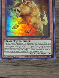 YuGiOh! - Nordic Beast Gullinbursti BACH-EN011 Super Rare 1st Edition Near Mint - Image 3