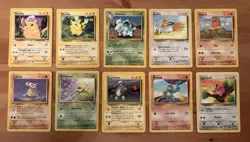 10 Vintage Non Holo Pokemon Cards Lot ,Pikachu,Cubone,Machop+More(LP-MP) - Image 1