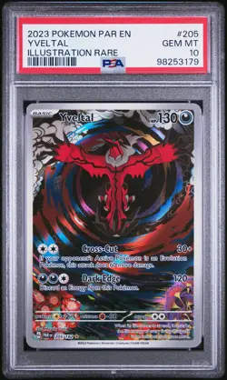 2023 POKEMON PAR EN-PARADOX RIFT ILLUSTRATION RARE #205 YVELTAL PSA 10 - Image 1