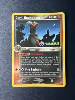 Pokemon TCG Dark Houndoom PRERELEASE Promo EX Team Rocket Returns 37/109 LP - Image 2