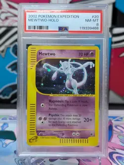 2002 POKEMON EXPEDITION #20 MEWTWO-HOLO PSA 8 NMMT - Image 1