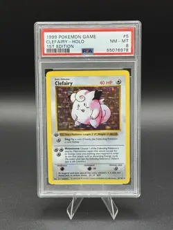 💥Clefairy Holo 1999 Pokemon Game Base Set 1st Edition #5/102 PSA 8 NM-MT - Image 1
