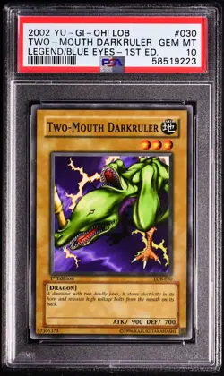 Yugioh TWO-MOUTH DARKRULER LOB-030 1st Edition GEM MINT PSA 10 - Image 1