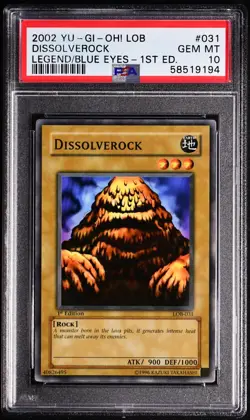 Yugioh DISSOLVEROCK LOB-031 1st Edition GEM MINT PSA 10 - Image 1
