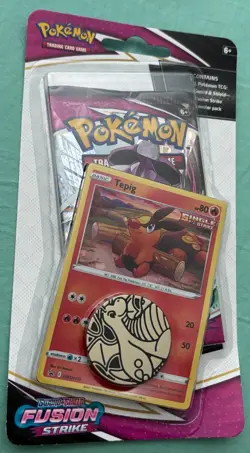 POKEMON TCG SWORD & SHIELD FUSION STRIKE PACK, TEPIG PROMO CARD, COIN - Image 1