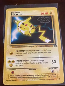 PIKACHU #4 "POKEMON BLACK STAR PROMO CARD " C1999 WOTC - WB "The First Movie" - Image 1