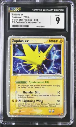 CGC 9 MINT Zapdos ex 2005 Black Star Promos 033 Holo Pokemon Card - Image 1