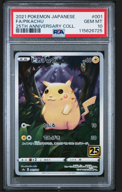 PSA 10 Pikachu 001/028 25th Anniversary Stamped s8a Pokemon Card Japanese 2021 - Image 1