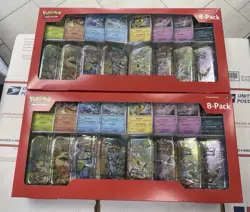 TWO Pokemon Prismatic Evolutions 8 Mini-Tins w/ Promo Cards - Costco Sets - NEW - Image 1