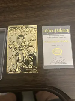 1999 Pokemon "Mewtwo" 23 Karat Gold Plated Special Edition Trading Card - Image 1