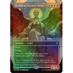 FOIL HERALD OF ETERNAL DAWN (BORDERLESS) (MANA FOIL) Foundations FDN Magic MTG - Image 1