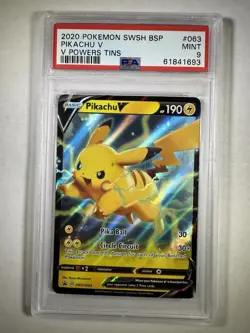 Pikachu V #063 Pokemon 2020 SWSH Black Star Promo V Powers Tins - PSA 9 - Image 1
