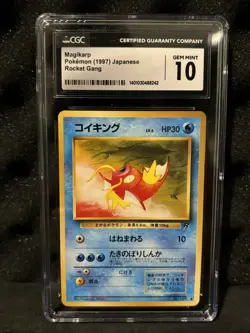 CGC 10 GEM MINT 1997 Pokemon Japanese Rocket Gang Magikarp 129 Vintage Pop 44! - Image 1