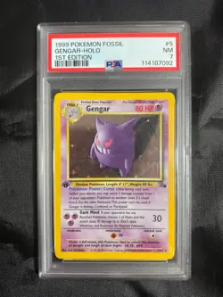 1999 Pokemon Fossil #5 Gengar-Holo NM 7 1st Edition - Image 1