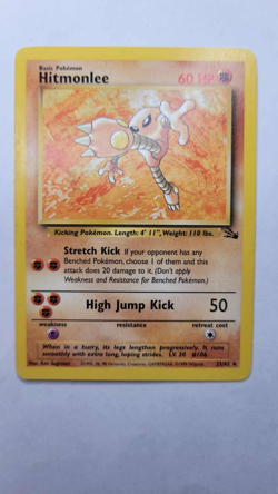 Pokemon HITMONLEE Card 22/62 Rare FOSSIL LP Light Play English Regular Unlimited - Image 1