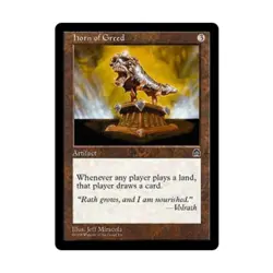 WOTC MtG Stronghold Horn of Greed (R) EX - Image 1