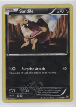 Sandile Reverse Foil Pokemon XY Flashfire #56 - Image 1