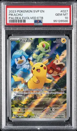 2023 POKEMON SVP EN-SV BLACK STAR PROMO #027 PIKACHU PSA 10 - Image 1