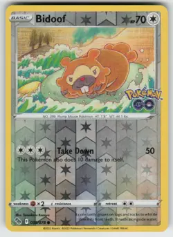 Bidoof Reverse Holo Common Pokemon GO 059/078 LP-NM - Image 1