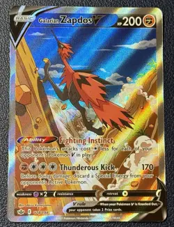 Pokemon SWSH Chilling Reign Galarian Zapdos V Alt Art 174/198 Mint Condition - Image 1