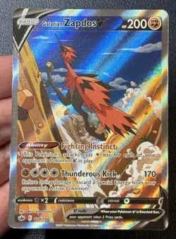 Pokemon SWSH Chilling Reign Galarian Zapdos V Alt Art 174/198 Mint Condition - Image 2