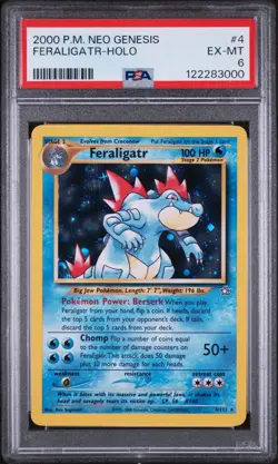 Pokemon Neo Genesis 2000 Unlimited Holo Rare Card Feraligatr 4/111 WOTC PSA 6 - Image 1