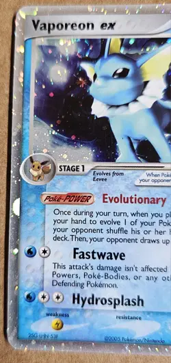Vaporeon EX Pokemon Card Ex Delta Species 2005 HOLO Ultra Rare 110/113 Swirl - Image 4