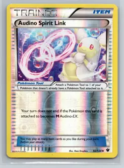 Audino Spirit Link 92/124 Reverse Holo Uncommon 2016 Pokemon Card - Image 1