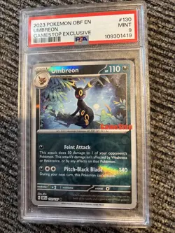 2023 Pokemon Umbreon Obsidian Flames 130 Gamestop Exclusive promo tcg PSA 9 MINT - Image 1