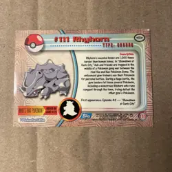 - Pokemon Topps Rhyhorn #111 TV Animation Edition Series 2 (Blue Logo) - Image 2
