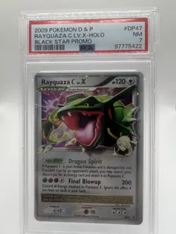 2009 POKEMON DIAMOND & PEARL BLACK STAR PROMO #DP47 RAYQUAZA C LV.X-HOLO PSA 7 - Image 1