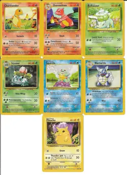 Pokemon Base Set Unlimited Lot Pikachu Charmander Squirtle Bulbasaur & More LP - Image 1