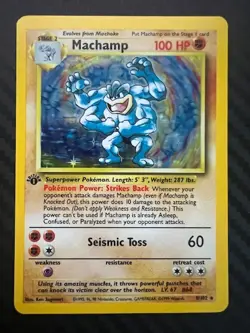 Pokemon TCG Machamp 8/102 Base Set 1st Edition Holo Rare VLP - Image 1