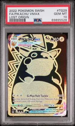 2022 POKEMON SWORD & SHIELD LOST ORIGIN #TG29 PIKACHU VMAX FULL ART PSA 10 - Image 1