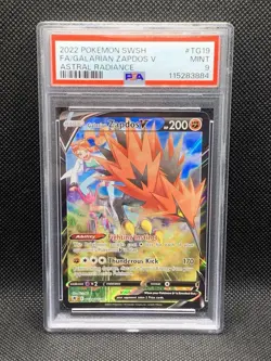 (PSA 9) Pokemon: Astral Radiance - Galarian Zapdos V #TG19 [Full Art] - Image 1