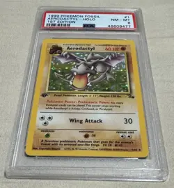 1999 1st Edition Pokemon Fossil Aerodactyl Holo #1/62 PSA 8 NM MT STUNNING! - Image 1