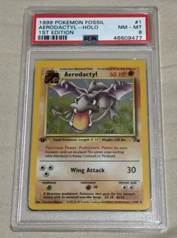 1999 1st Edition Pokemon Fossil Aerodactyl Holo #1/62 PSA 8 NM MT STUNNING! - Image 3