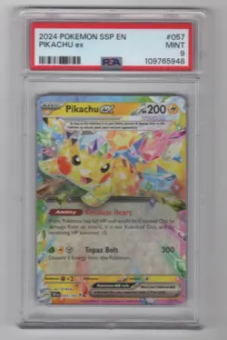 Pikachu EX 057/191 SSP EN - PSA 9 MINT - 2024 Pokemon Surging Sparks - Image 1