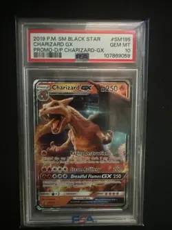 2019 Pokemon Charizard GX HOLO SM195 Black Star Promo Sun & Moon - PSA 10 GEM MT - Image 1