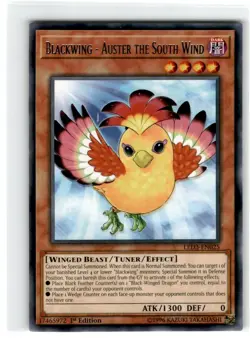 Yu-Gi-Oh! Blackwing- Auster The South Wind Rare LED3-EN025 Moderately Played 1st - Image 1