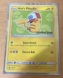 Ash's Pikachu - SM112 - Pokemon Sun & Moon Promo Rare Card NM - Image 1