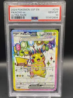 2024 Pokemon SSP en Pikachu EX Ultra Rare Card #219 PSA 10 - Image 1