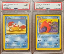 SEQUENTIAL PSA 8 KRABBY 51 KINGLER 38 FOSSIL 1ST EDITION POKEMON NM MINT - Image 1