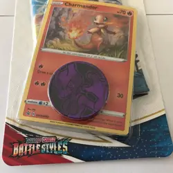 New Pokemon Holo Charmander Battle Styles Blister Pack + MewTwo Coin - Image 2