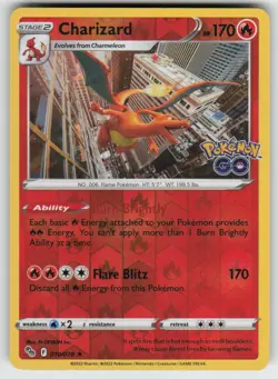Charizard Reverse Holo Holo Rare Pokemon GO 010/078 LP-NM - Image 1